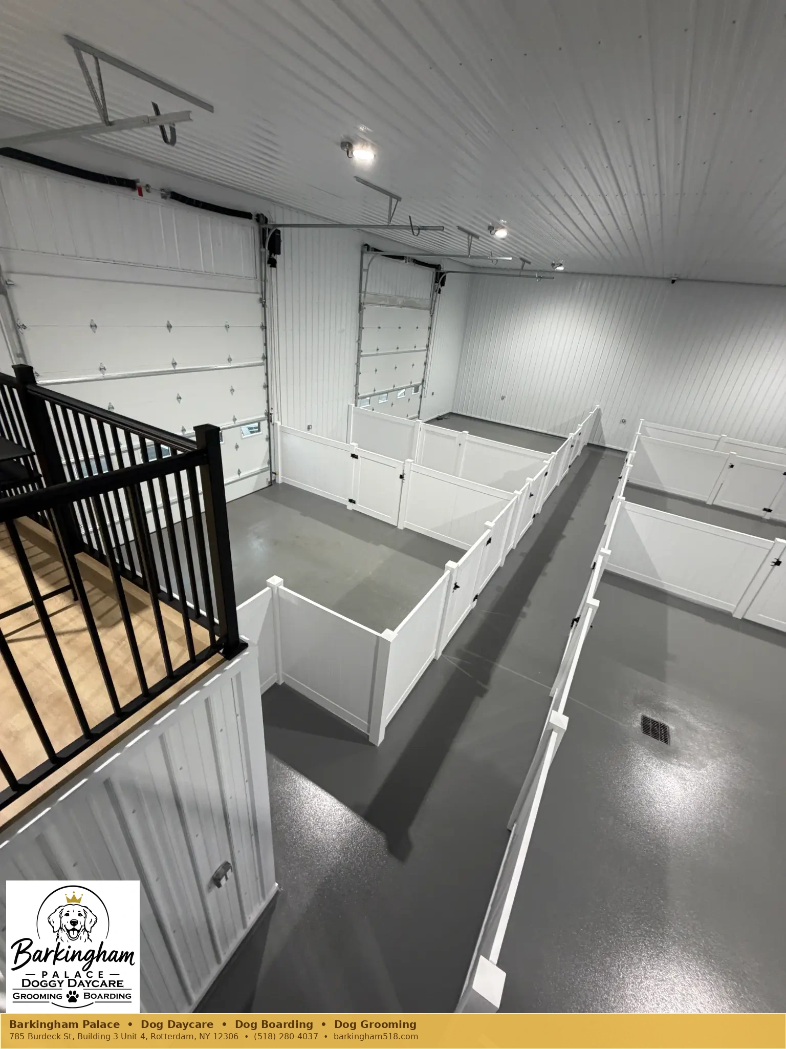 Elevated view of the Barkingham Palace indoor build-out and suite partitions in Rotterdam, NY